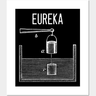 Archimedes principle: Eureka - (white on black) Posters and Art